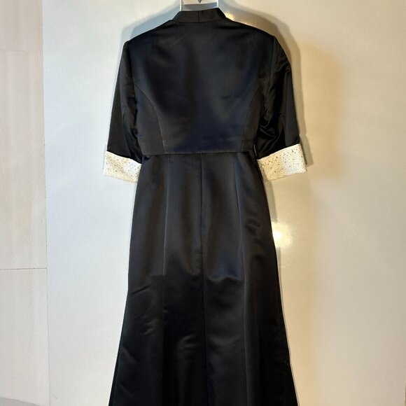 David's Bridal 2pc SZ16 Black & White Satin Lace Beaded Formal Wedding Black Tie - Picture 5 of 12